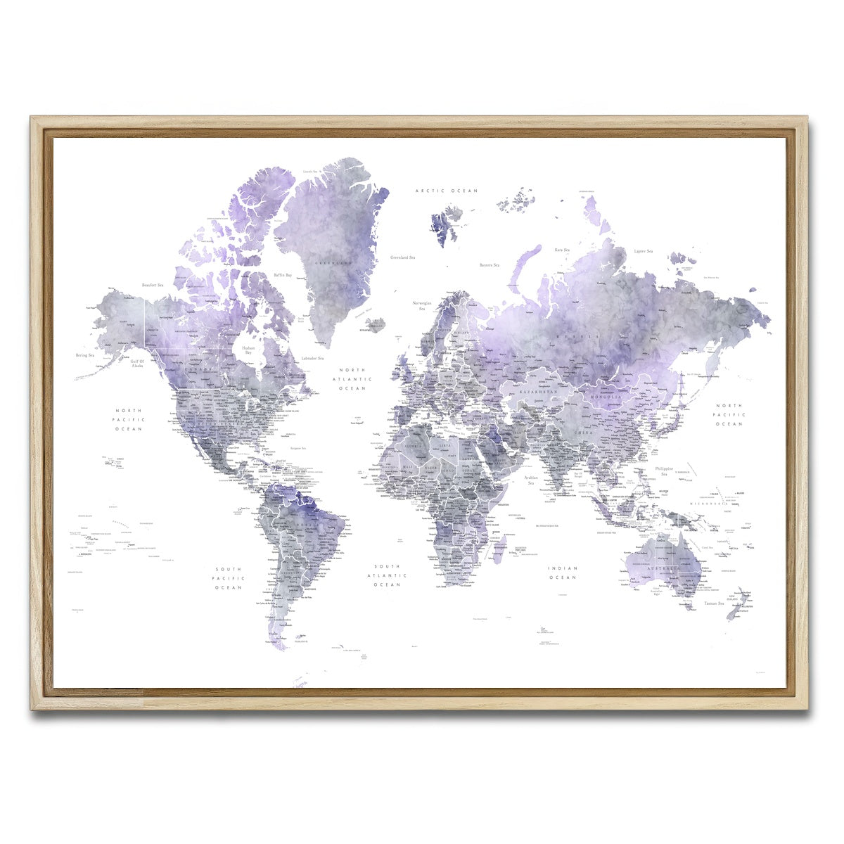 AUTO-MOCKUP WHITE | World Map 38 | 1 Piece | Natural Framed Canvas | group=4x3