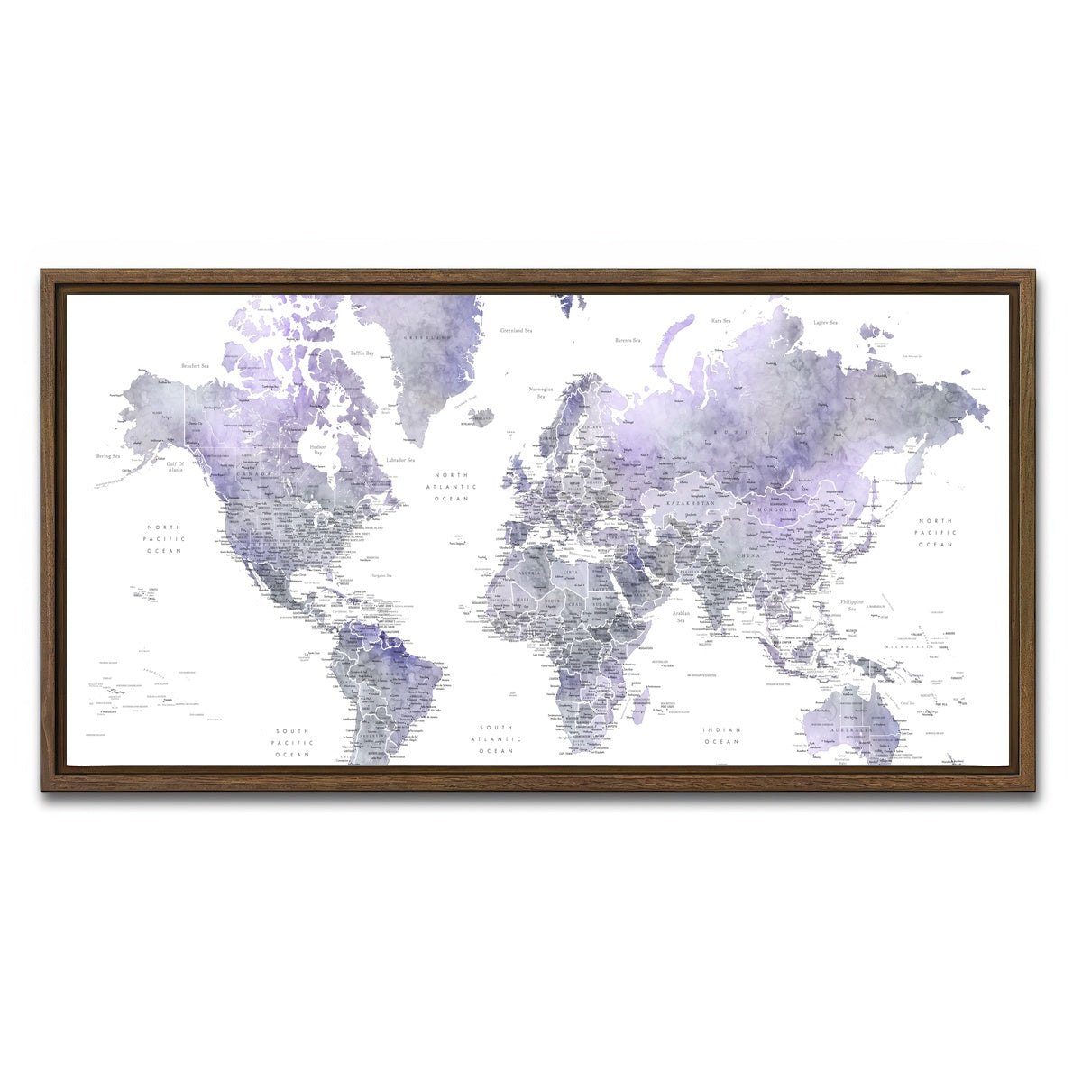 AUTO-MOCKUP WHITE | World Map 38 | 1 Piece | Walnut Framed Canvas | group=2x1