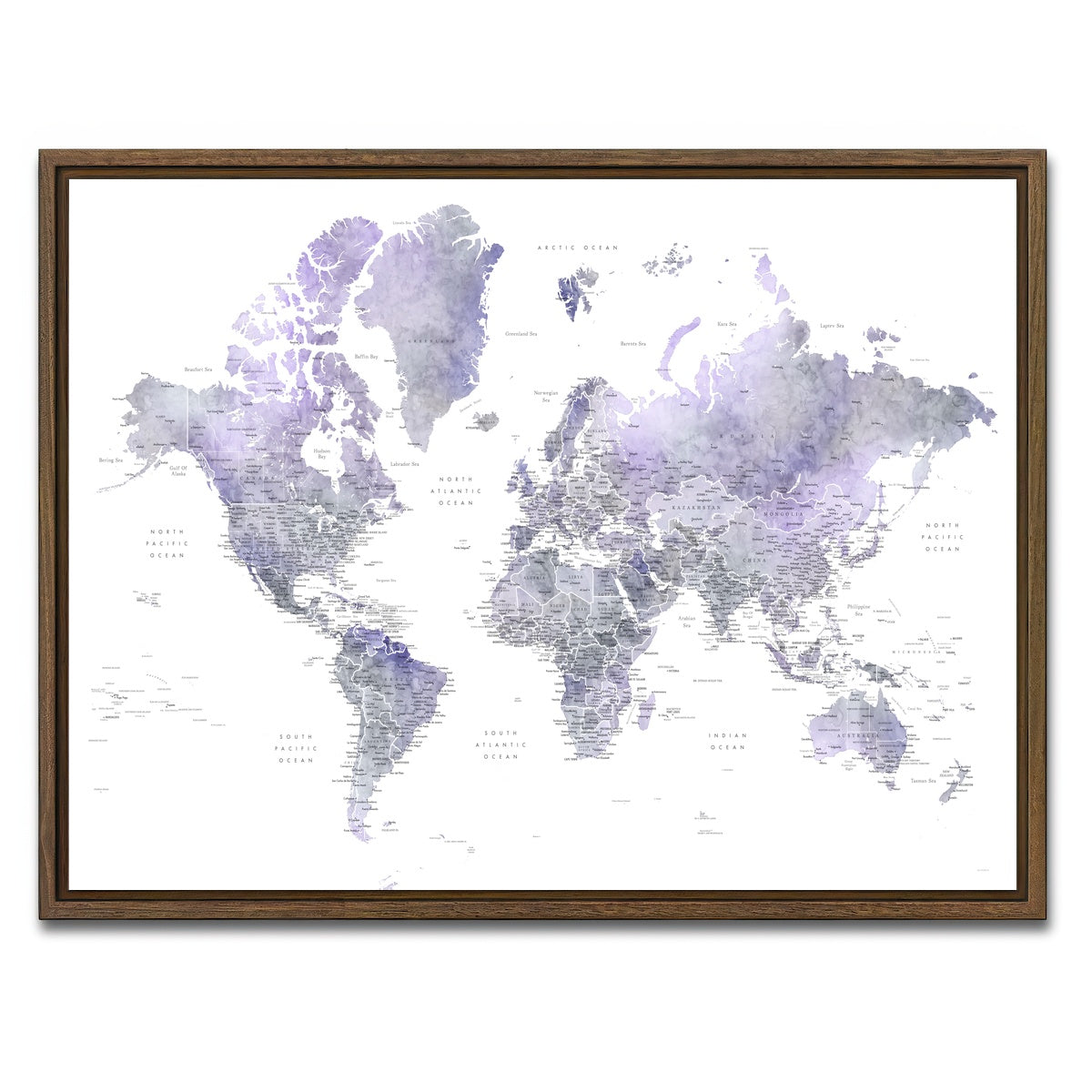 AUTO-MOCKUP WHITE | World Map 38 | 1 Piece | Walnut Framed Canvas | group=4x3