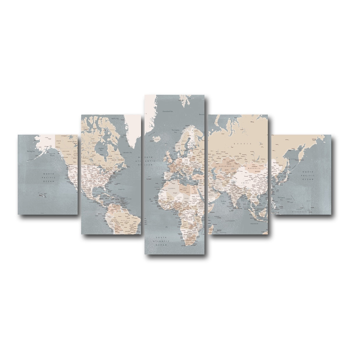 AUTO-MOCKUP WHITE | World Map 39 | 5 Piece | Gallery Wrap Canvas | group=5_short