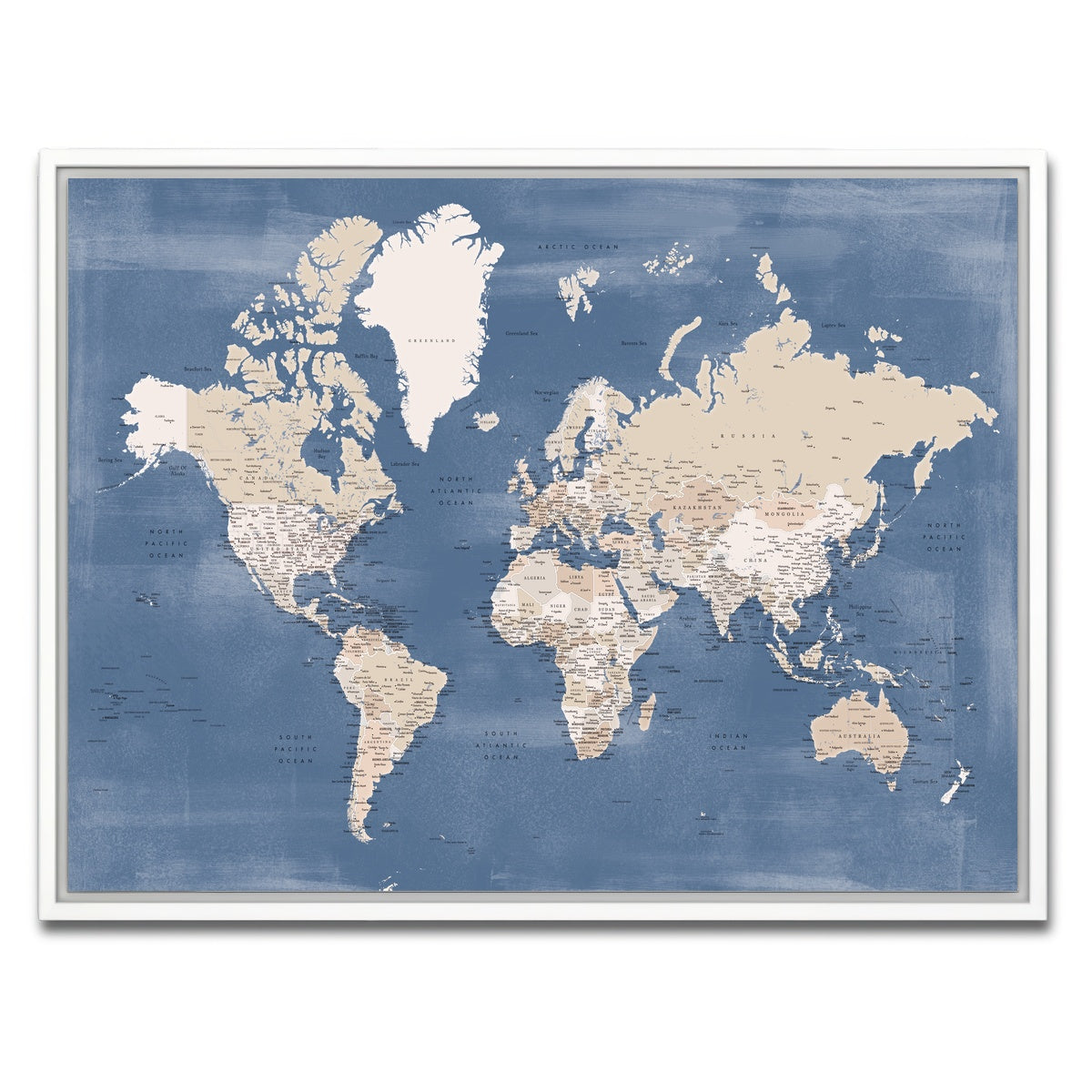 AUTO-MOCKUP WHITE | World Map 40 | 1 Piece | White Framed Canvas | group=4x3