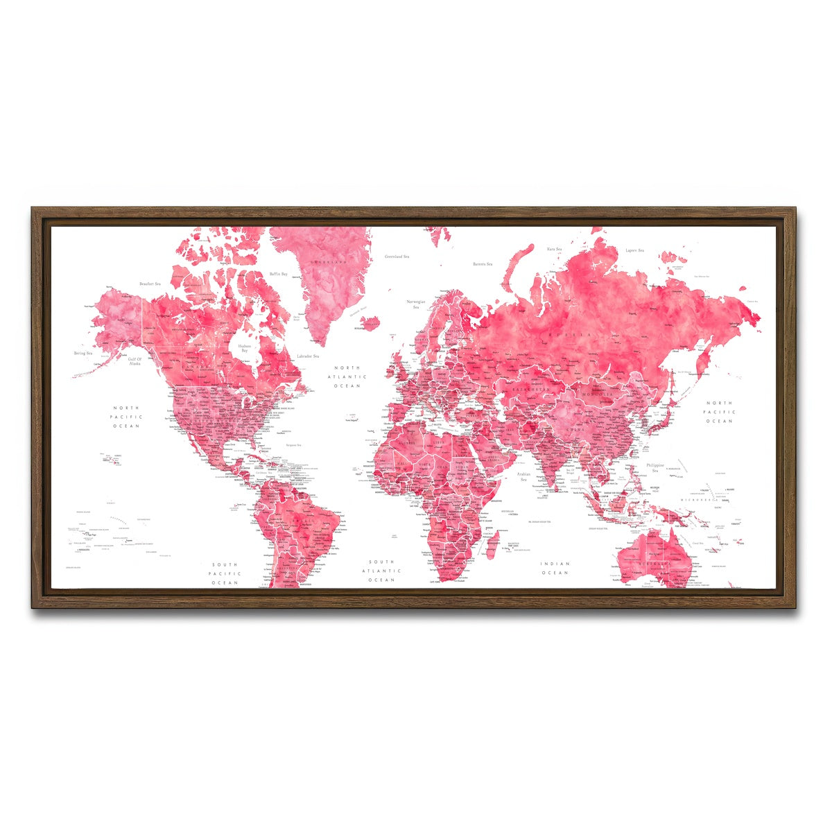 AUTO-MOCKUP WHITE | World Map 41 | 1 Piece | Walnut Framed Canvas | group=2x1