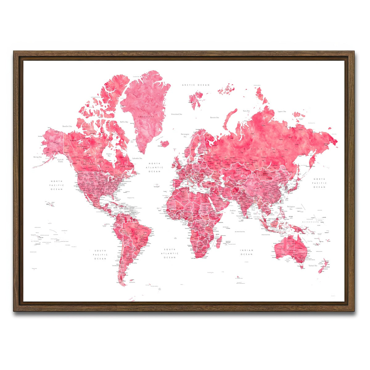 AUTO-MOCKUP WHITE | World Map 41 | 1 Piece | Walnut Framed Canvas | group=4x3