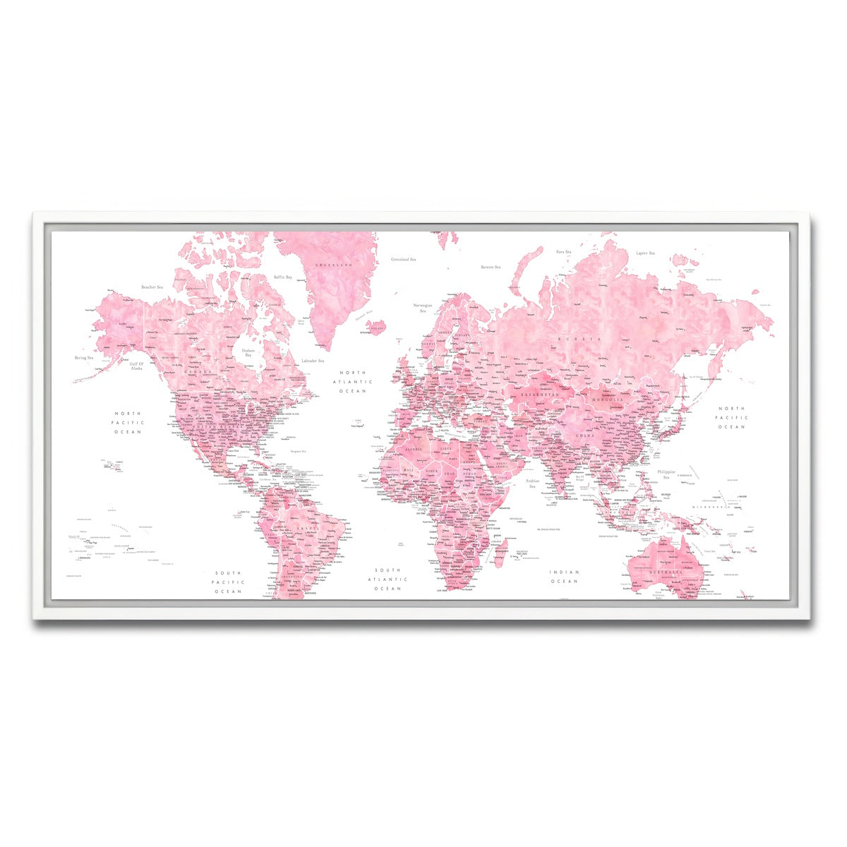 AUTO-MOCKUP WHITE | World Map 42 | 1 Piece | White Framed Canvas | group=2x1