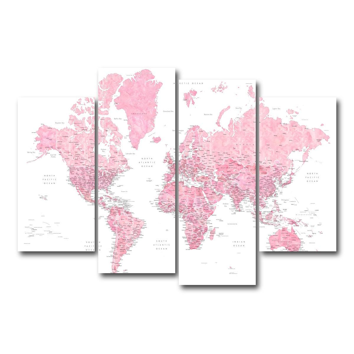 AUTO-MOCKUP WHITE | World Map 42 | 4 Piece | Gallery Wrap Canvas | group=4_short