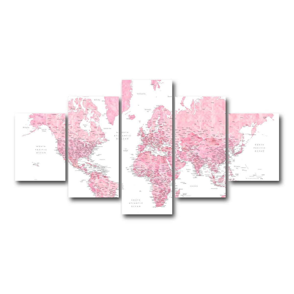 AUTO-MOCKUP WHITE | World Map 42 | 5 Piece | Gallery Wrap Canvas | group=5_short