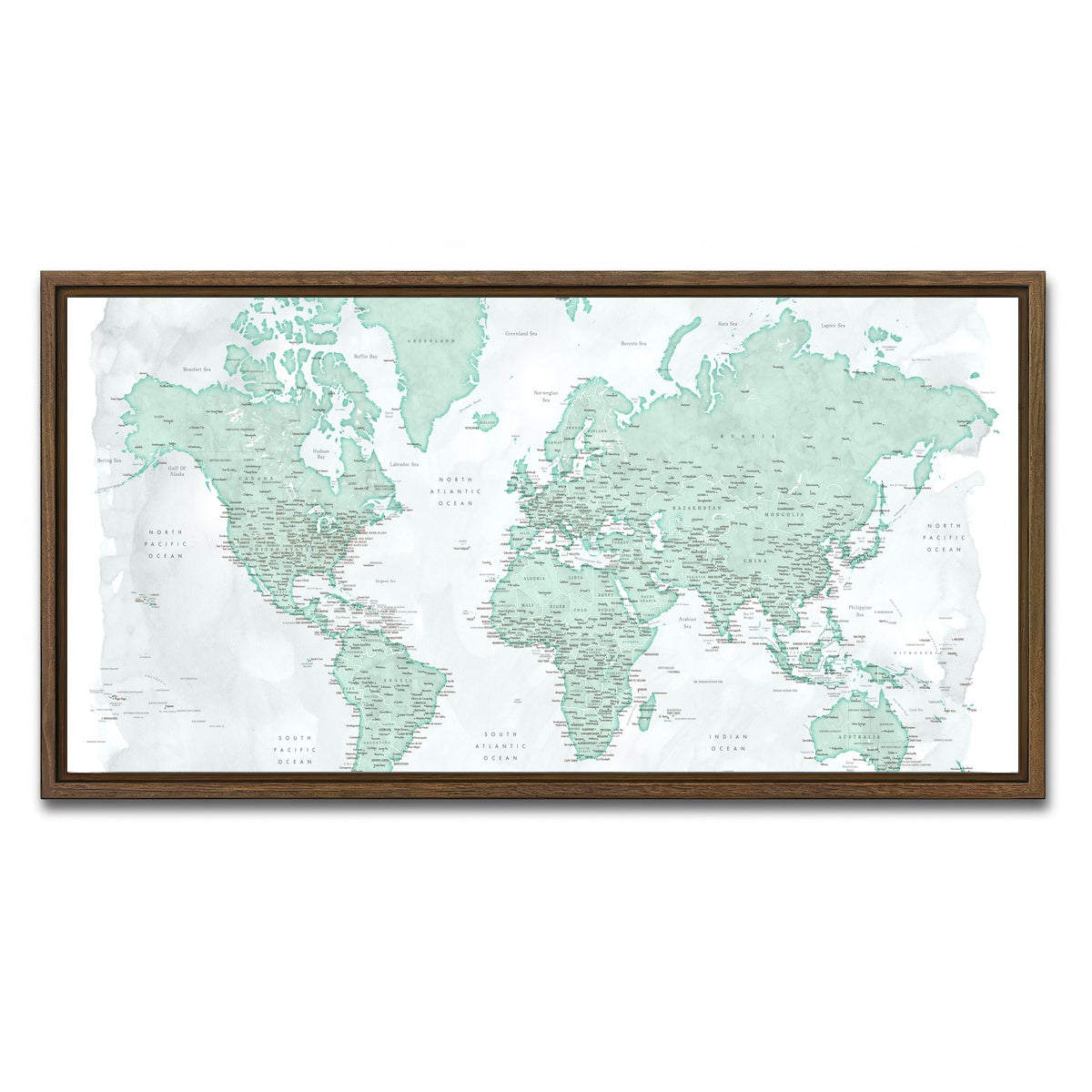 AUTO-MOCKUP WHITE | World Map 43 | 1 Piece | Walnut Framed Canvas | group=2x1