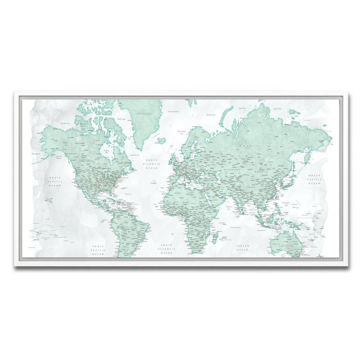 AUTO-MOCKUP WHITE | World Map 43 | 1 Piece | White Framed Canvas | group=2x1