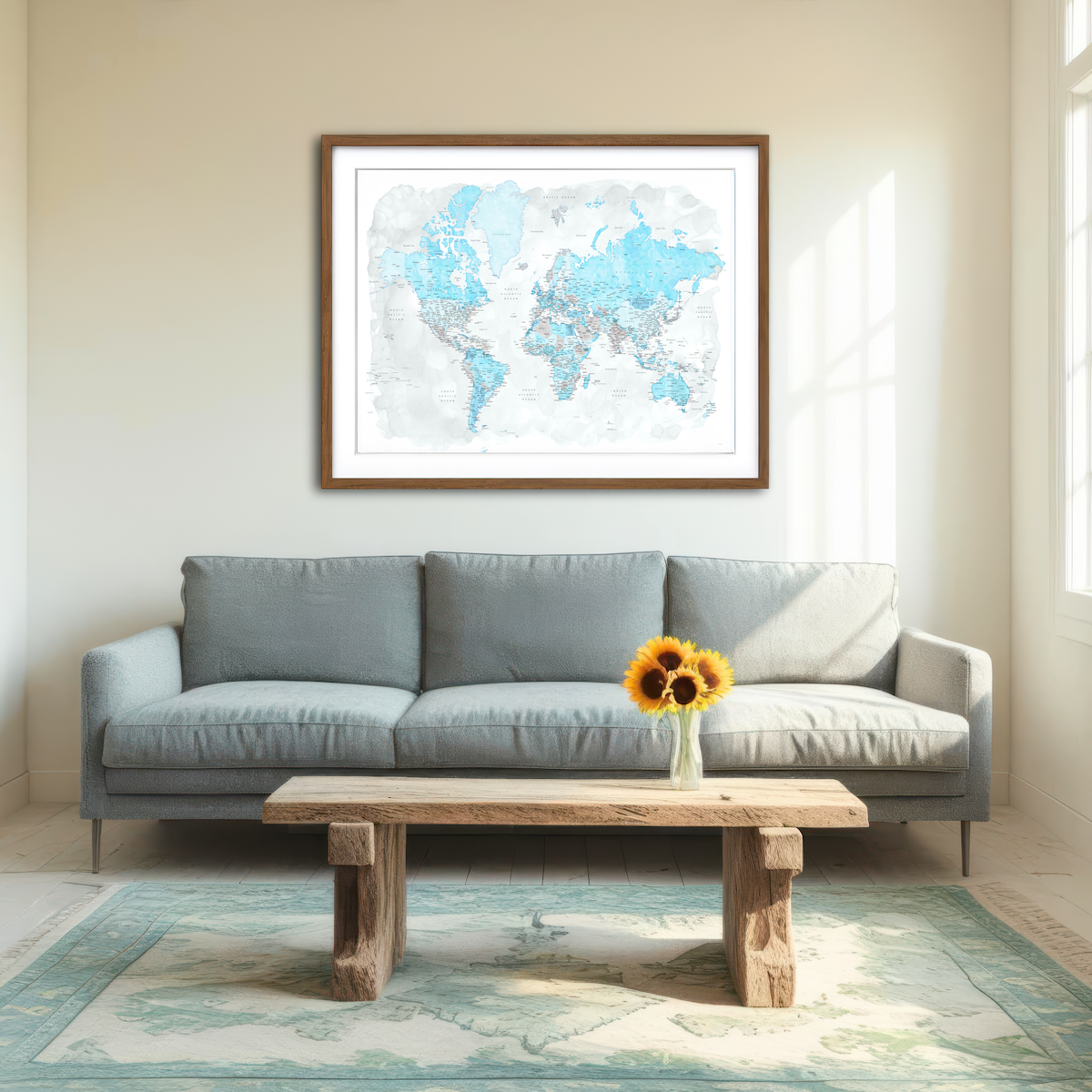 AUTO-MOCKUP ROOM | World Map 44 Wall Art