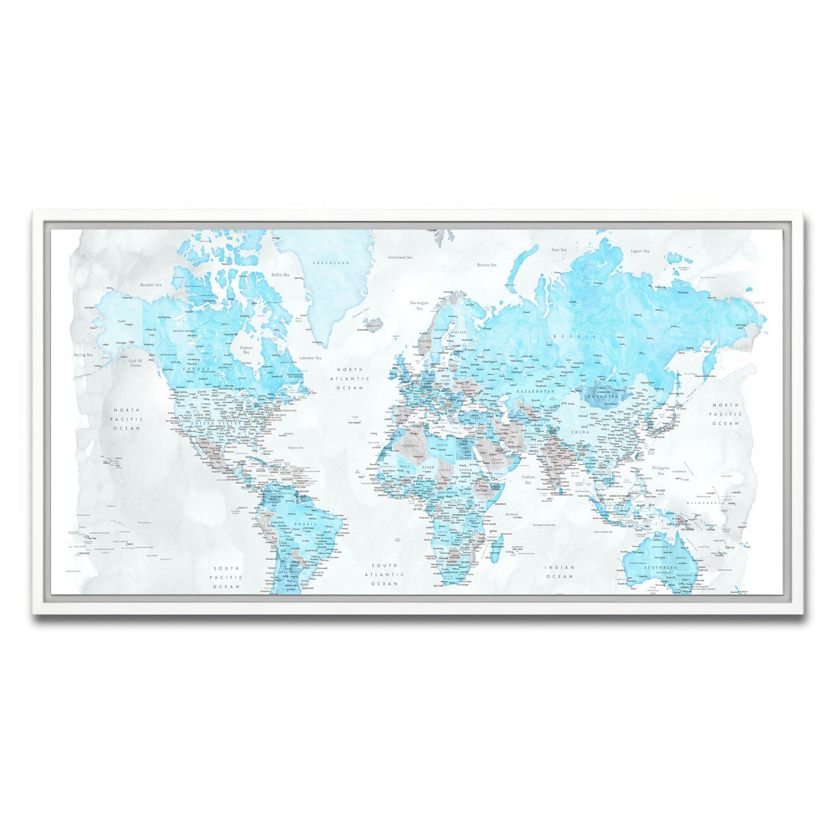 AUTO-MOCKUP WHITE | World Map 44 | 1 Piece | White Framed Canvas | group=2x1