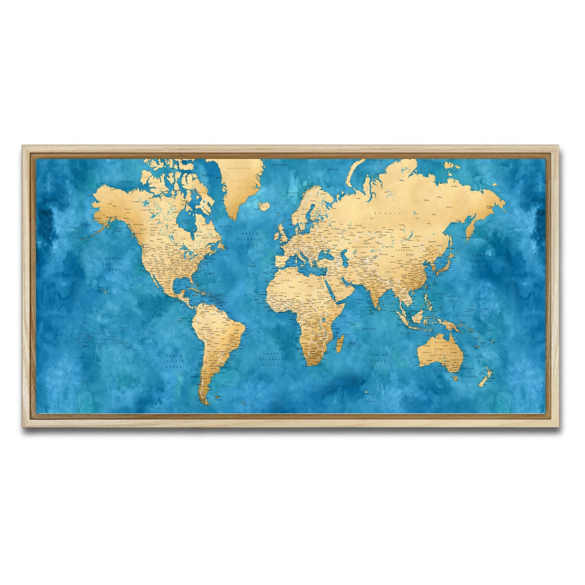 AUTO-MOCKUP WHITE | World Map 45 | 1 Piece | Natural Framed Canvas | group=2x1