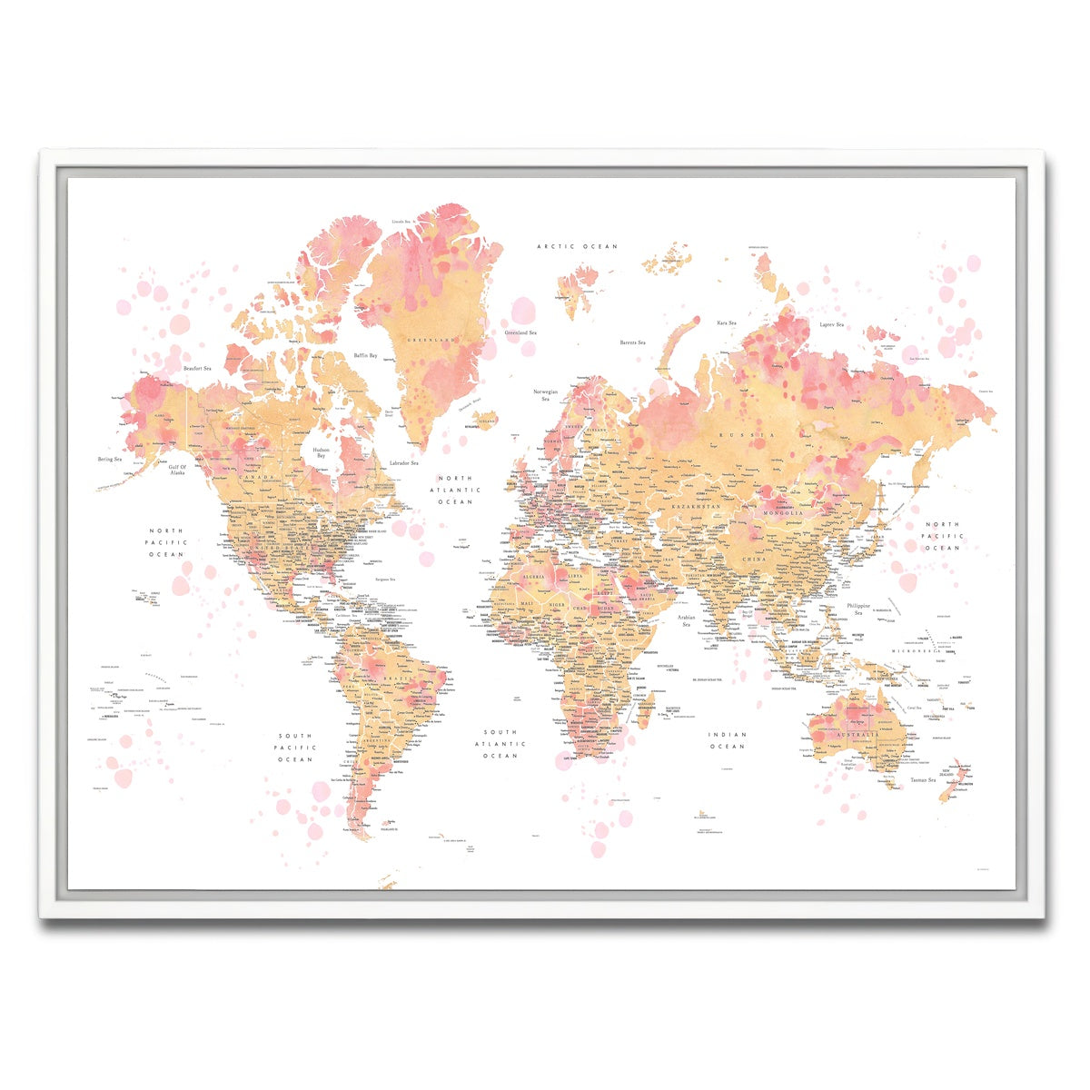 AUTO-MOCKUP WHITE | World Map 47 | 1 Piece | White Framed Canvas | group=4x3