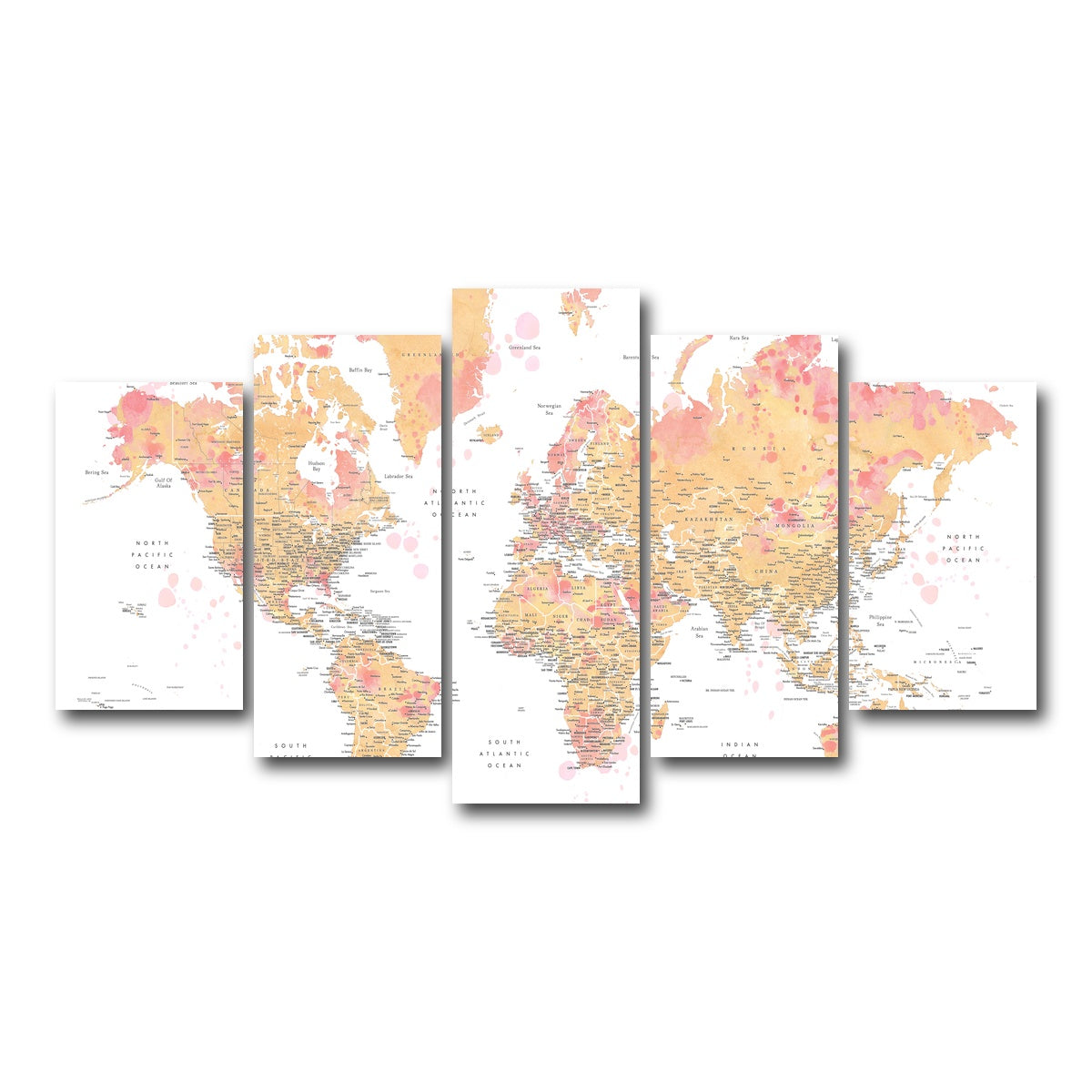 AUTO-MOCKUP WHITE | World Map 47 | 5 Piece | Gallery Wrap Canvas | group=5_normal
