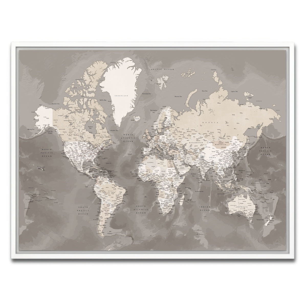 AUTO-MOCKUP WHITE | World Map 49 | 1 Piece | White Framed Canvas | group=4x3