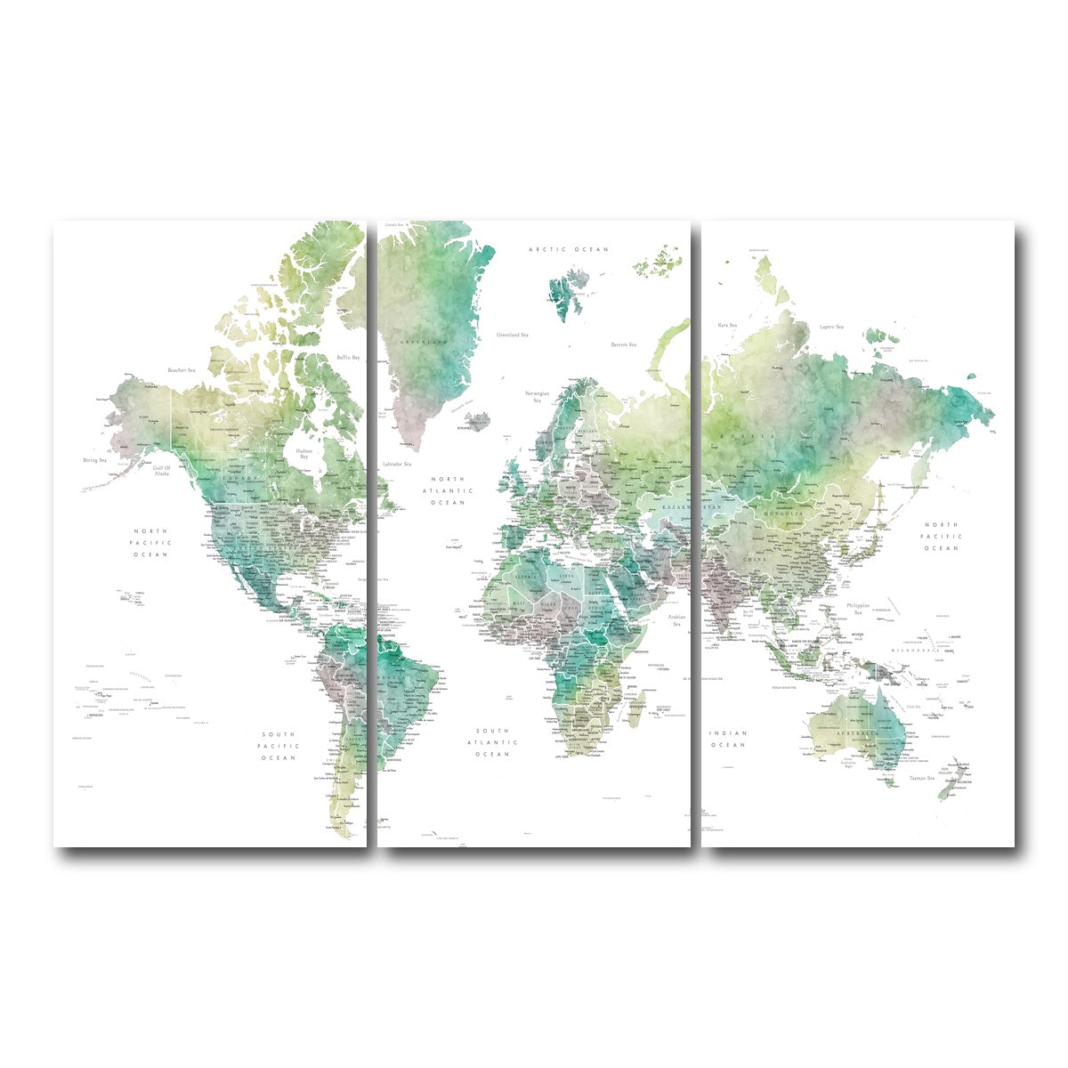 AUTO-MOCKUP WHITE | World Map 4 | 3 Piece | Gallery Wrap Canvas | group=12x24