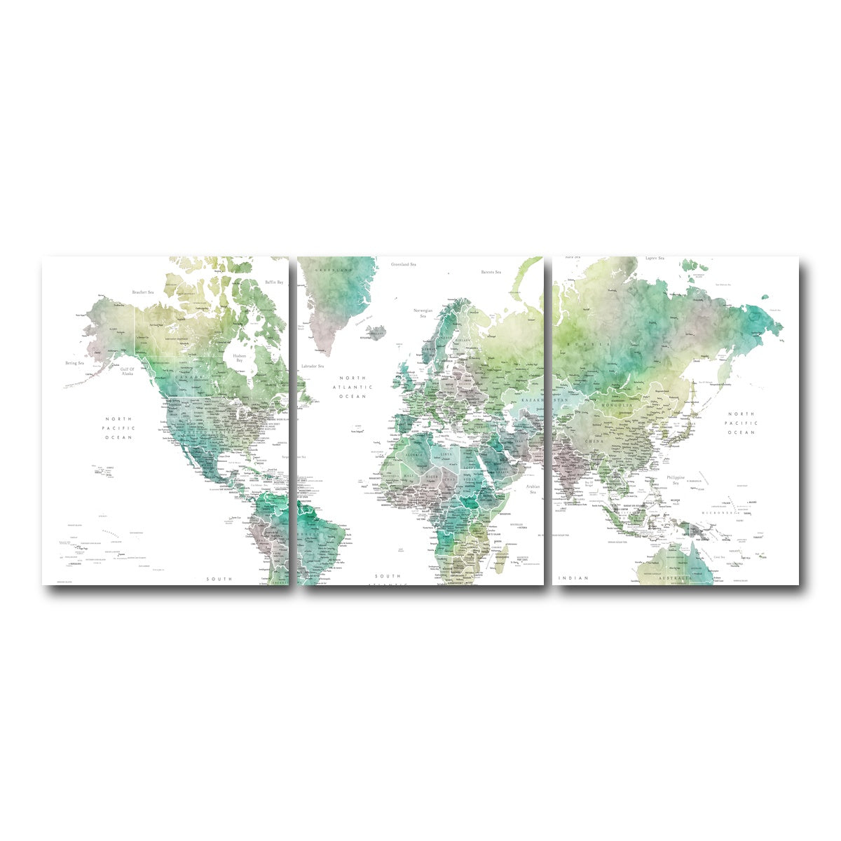 AUTO-MOCKUP WHITE | World Map 4 | 3 Piece | Gallery Wrap Canvas | group=18x24