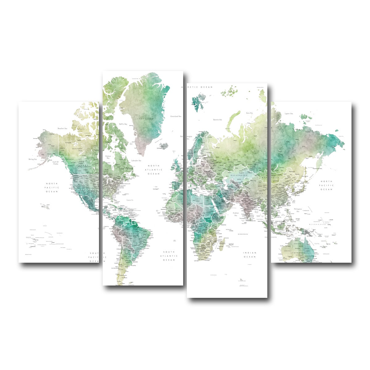 AUTO-MOCKUP WHITE | World Map 4 | 4 Piece | Gallery Wrap Canvas | group=4_short