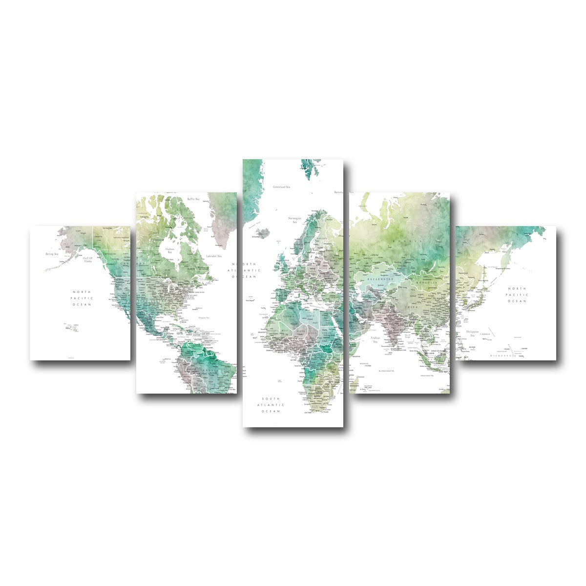 AUTO-MOCKUP WHITE | World Map 4 | 5 Piece | Gallery Wrap Canvas | group=5_short