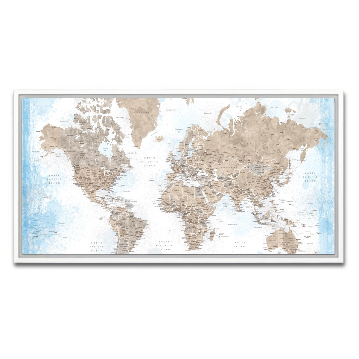 AUTO-MOCKUP WHITE | World Map 52 | 1 Piece | White Framed Canvas | group=2x1