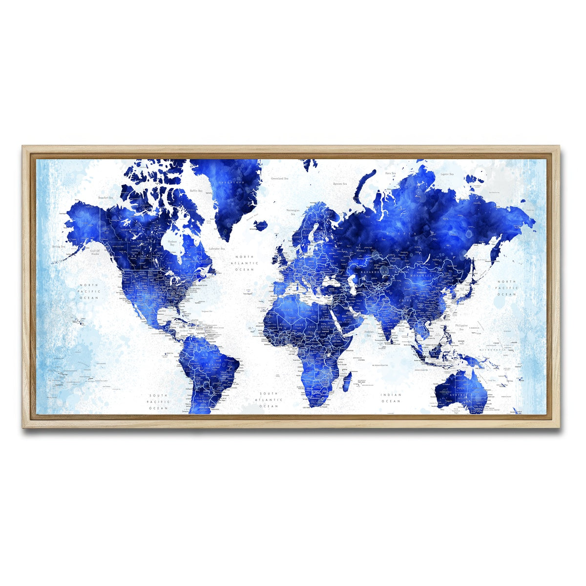 AUTO-MOCKUP WHITE | World Map 53 | 1 Piece | Natural Framed Canvas | group=2x1