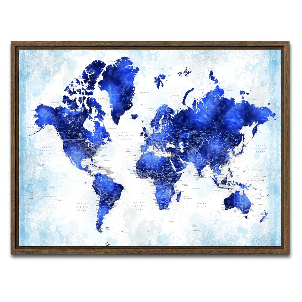 AUTO-MOCKUP WHITE | World Map 53 | 1 Piece | Walnut Framed Canvas | group=4x3