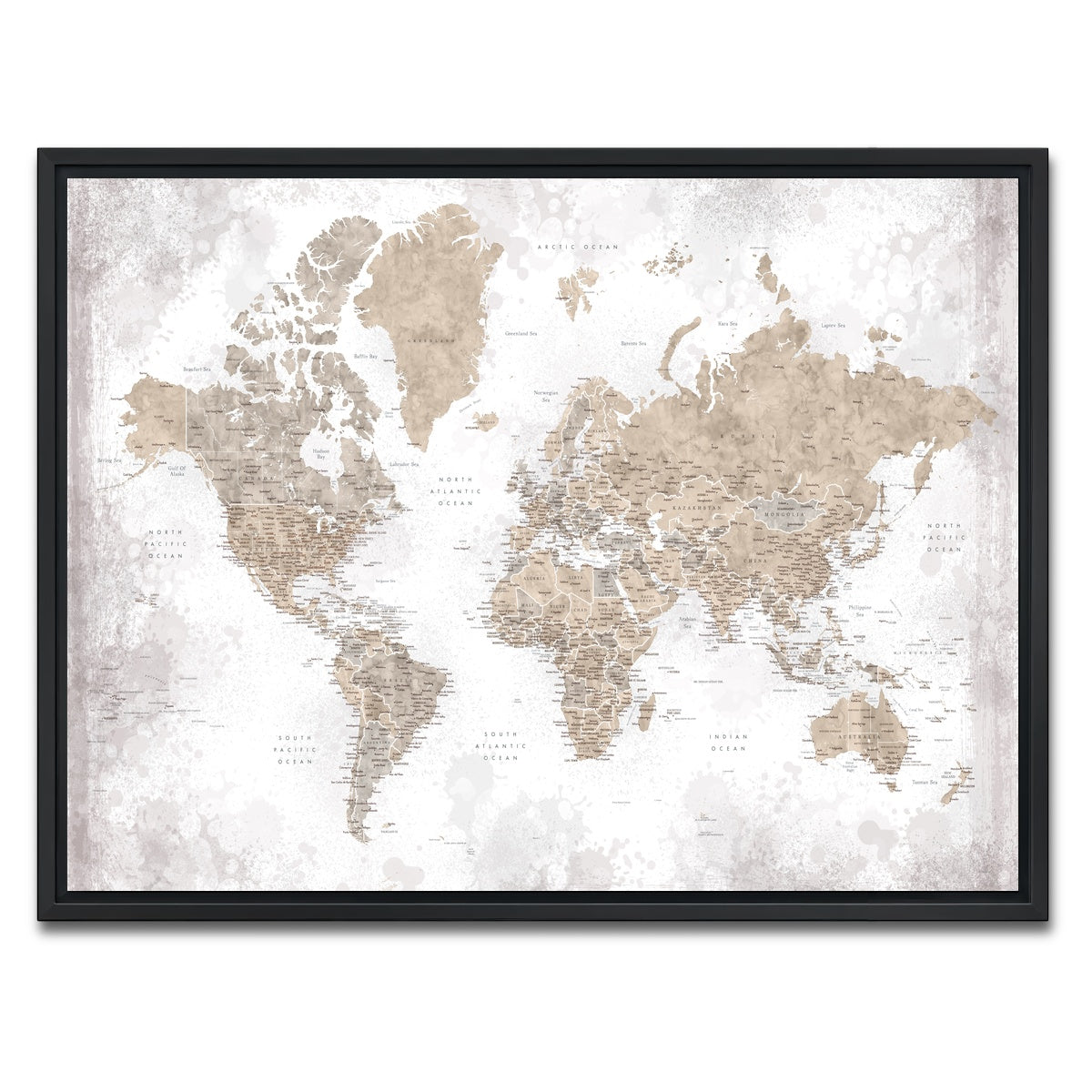 AUTO-MOCKUP WHITE | World Map 54 | 1 Piece | Black Framed Canvas | group=4x3