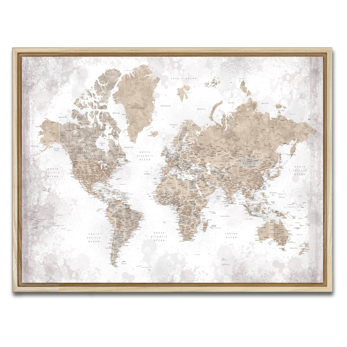 AUTO-MOCKUP WHITE | World Map 54 | 1 Piece | Natural Framed Canvas | group=4x3
