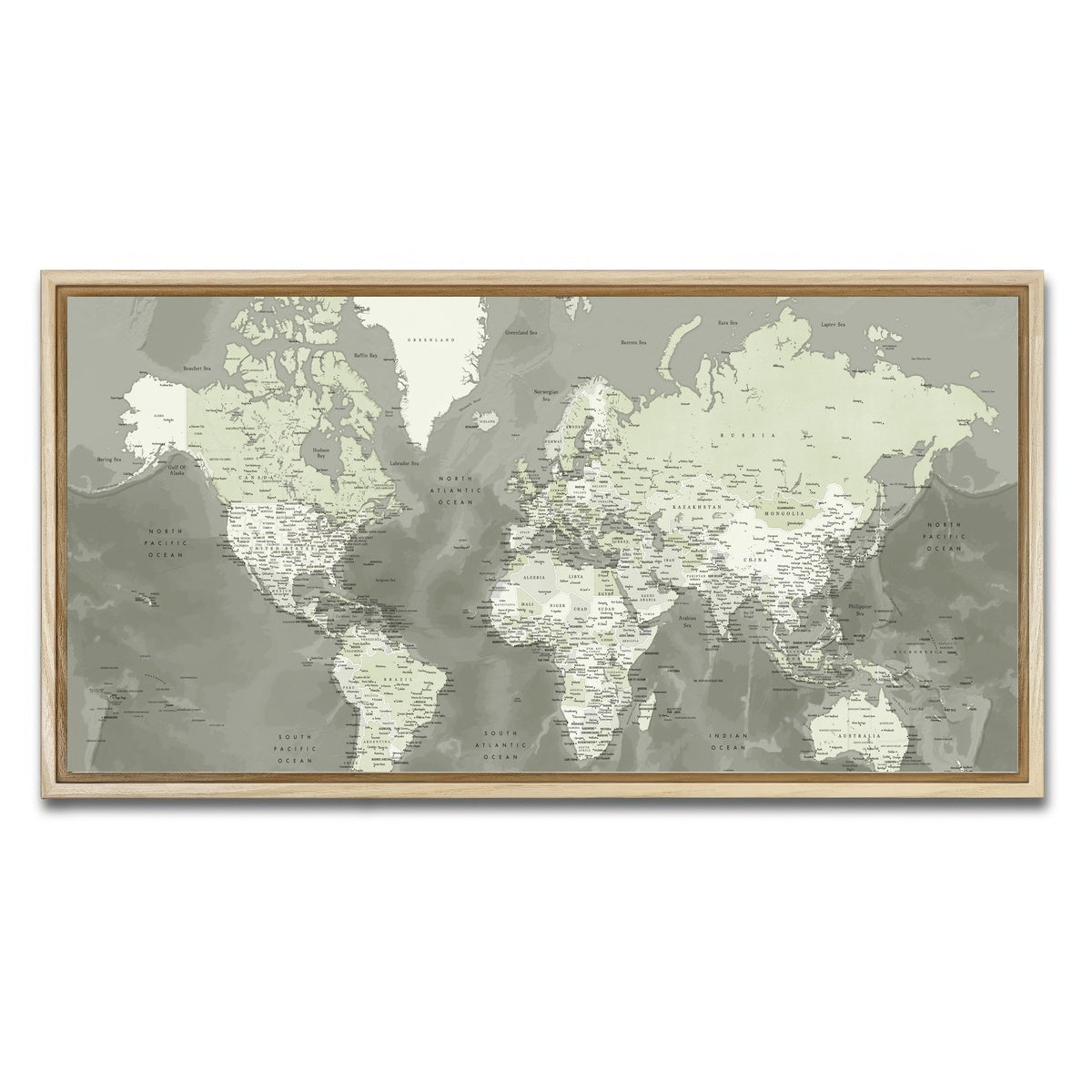 AUTO-MOCKUP WHITE | World Map 55 | 1 Piece | Natural Framed Canvas | group=2x1