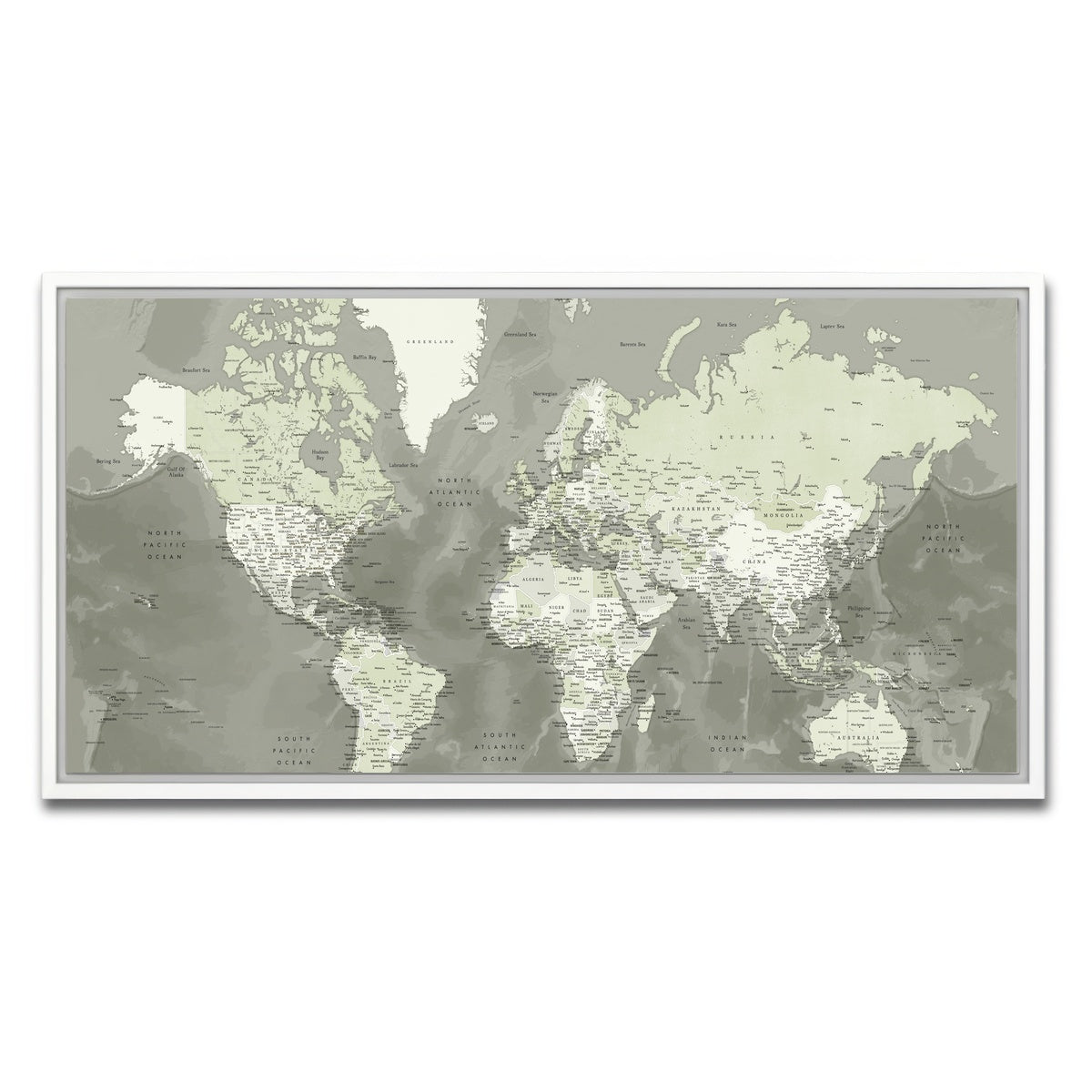 AUTO-MOCKUP WHITE | World Map 55 | 1 Piece | White Framed Canvas | group=2x1