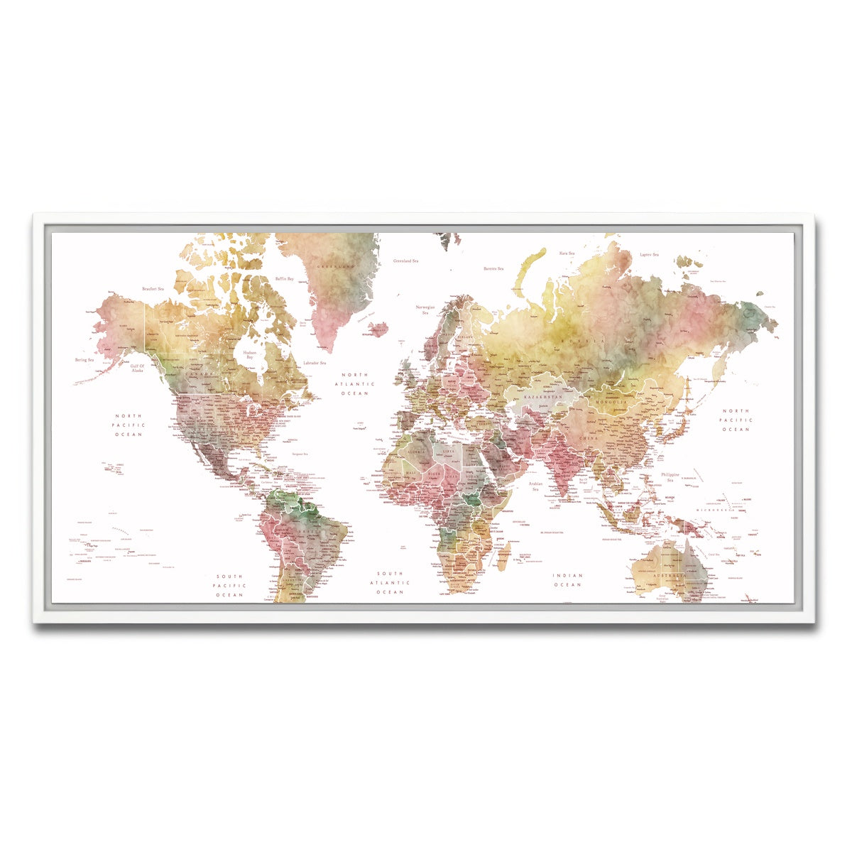 AUTO-MOCKUP WHITE | World Map 59 | 1 Piece | White Framed Canvas | group=2x1