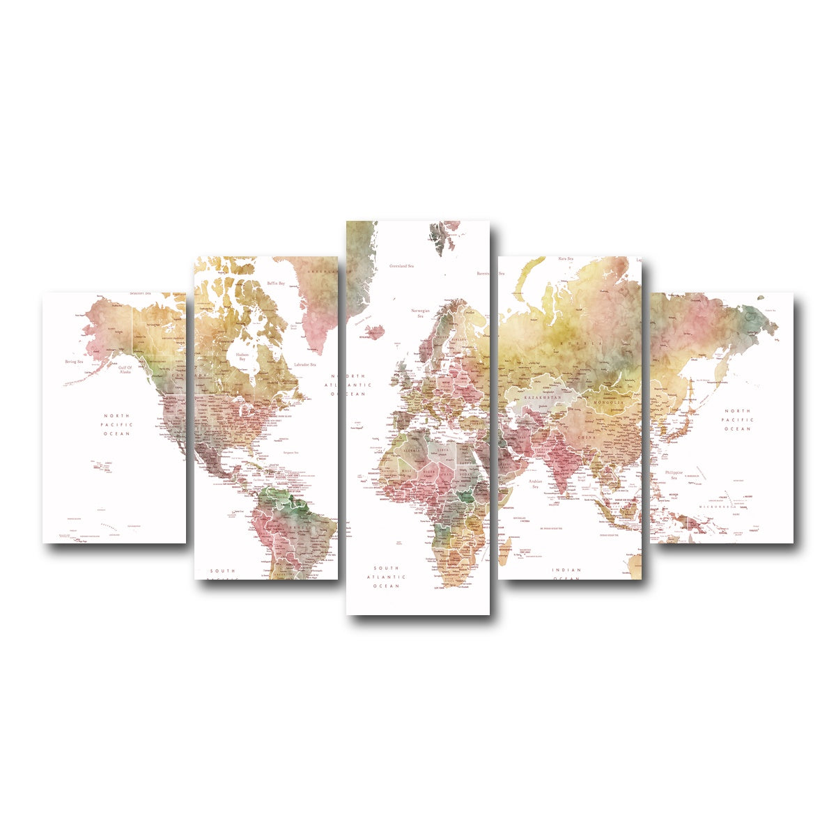 AUTO-MOCKUP WHITE | World Map 59 | 5 Piece | Gallery Wrap Canvas | group=5_normal