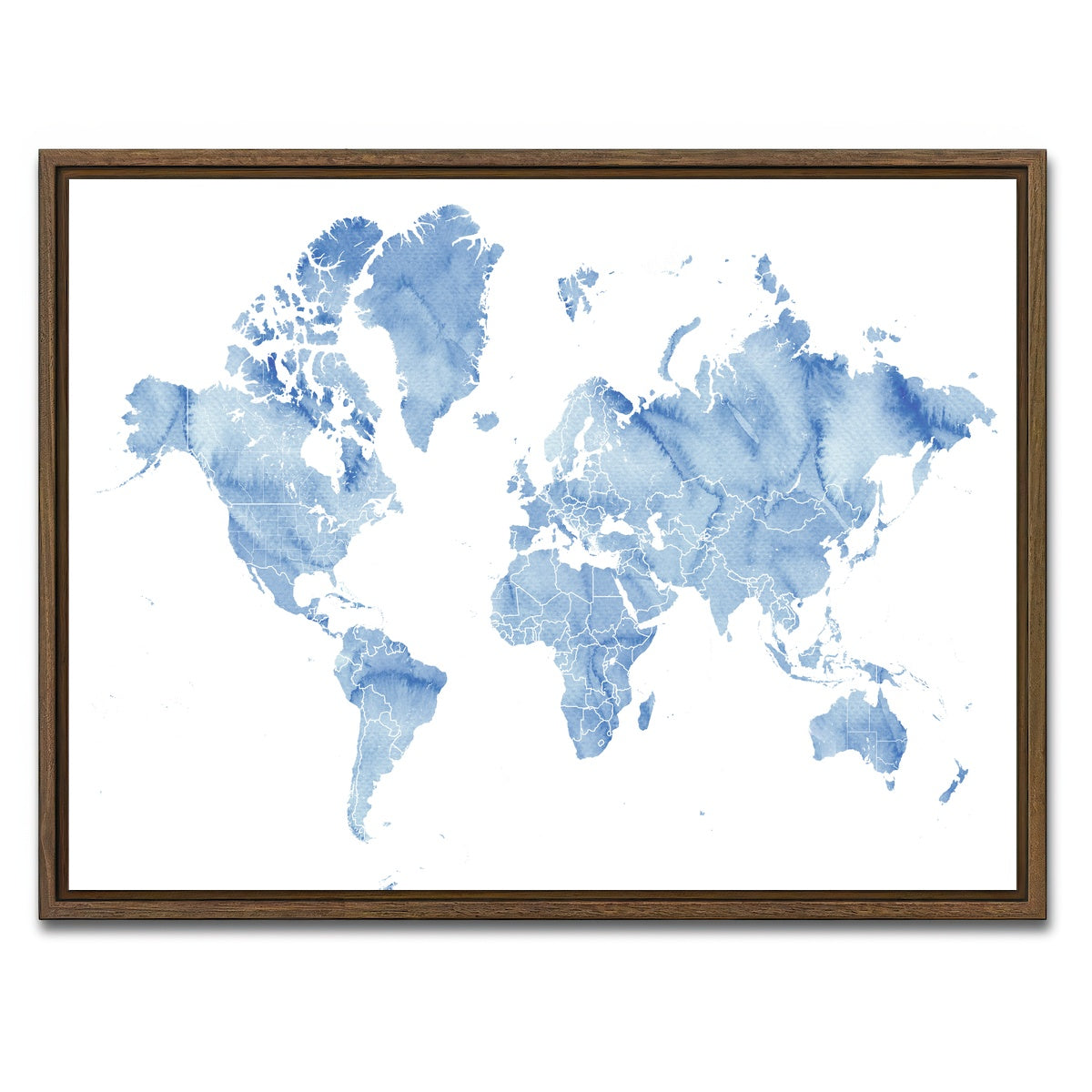 AUTO-MOCKUP WHITE | World Map 5 | 1 Piece | Walnut Framed Canvas | group=4x3