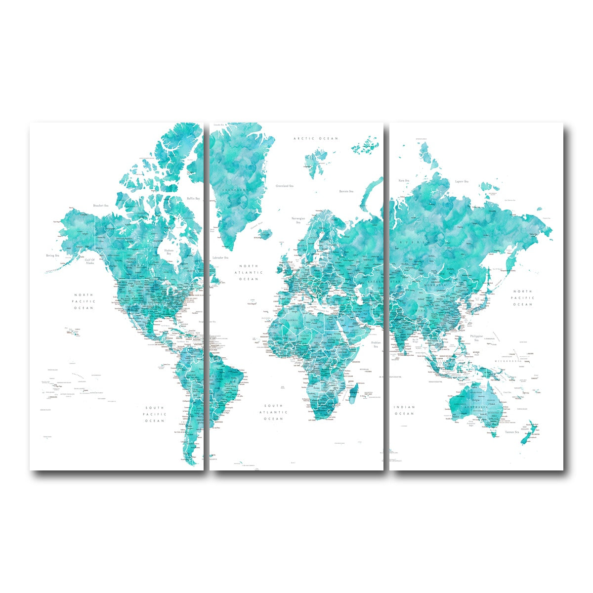 AUTO-MOCKUP WHITE | World Map 7 | 3 Piece | Gallery Wrap Canvas | group=12x24
