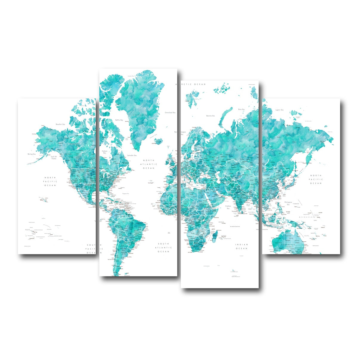 AUTO-MOCKUP WHITE | World Map 7 | 4 Piece | Gallery Wrap Canvas | group=4_short
