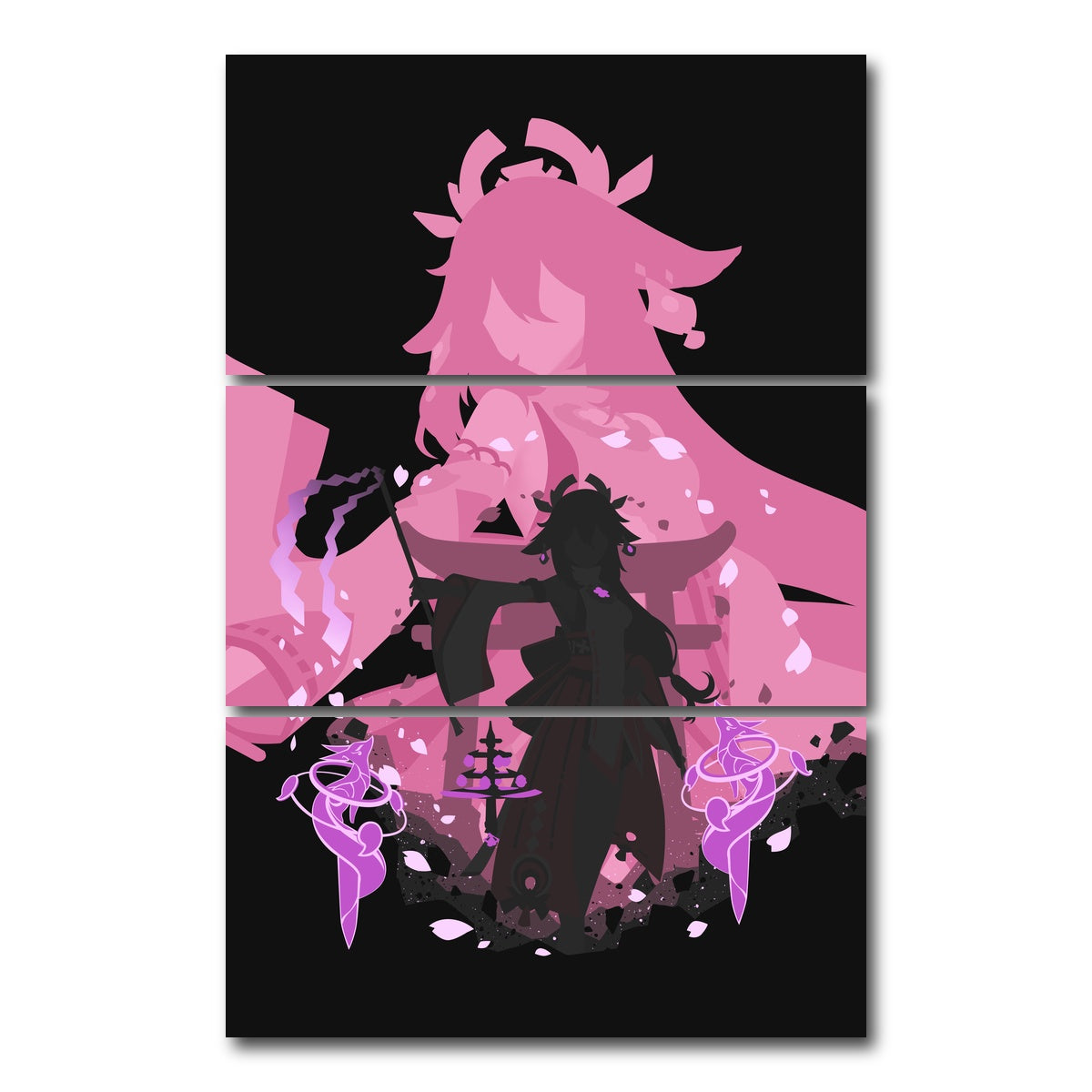 AUTO-MOCKUP WHITE | Yae Miko | 3 Piece | Gallery Wrap Canvas | group=12x24_stacked