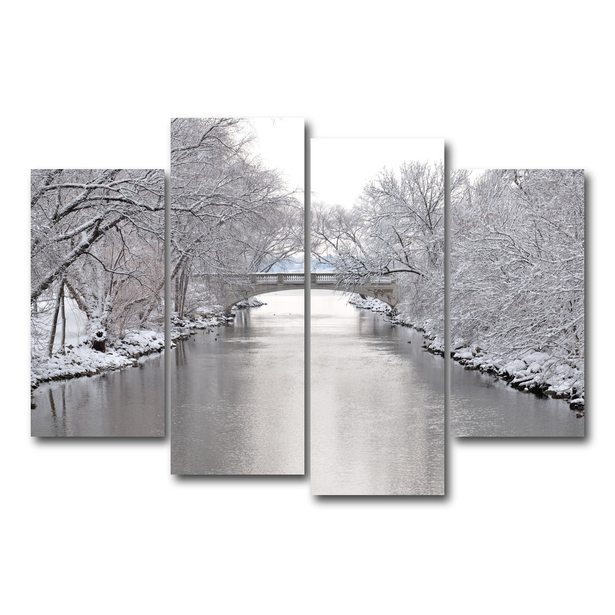 AUTO-MOCKUP WHITE | Yahara River in Madison Winter | 4 Piece | Gallery Wrap Canvas | group=4_short