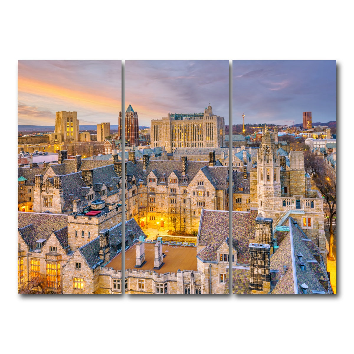 AUTO-MOCKUP WHITE | Yale University Campus - New Haven | 3 Piece | Gallery Wrap Canvas | group=8x18