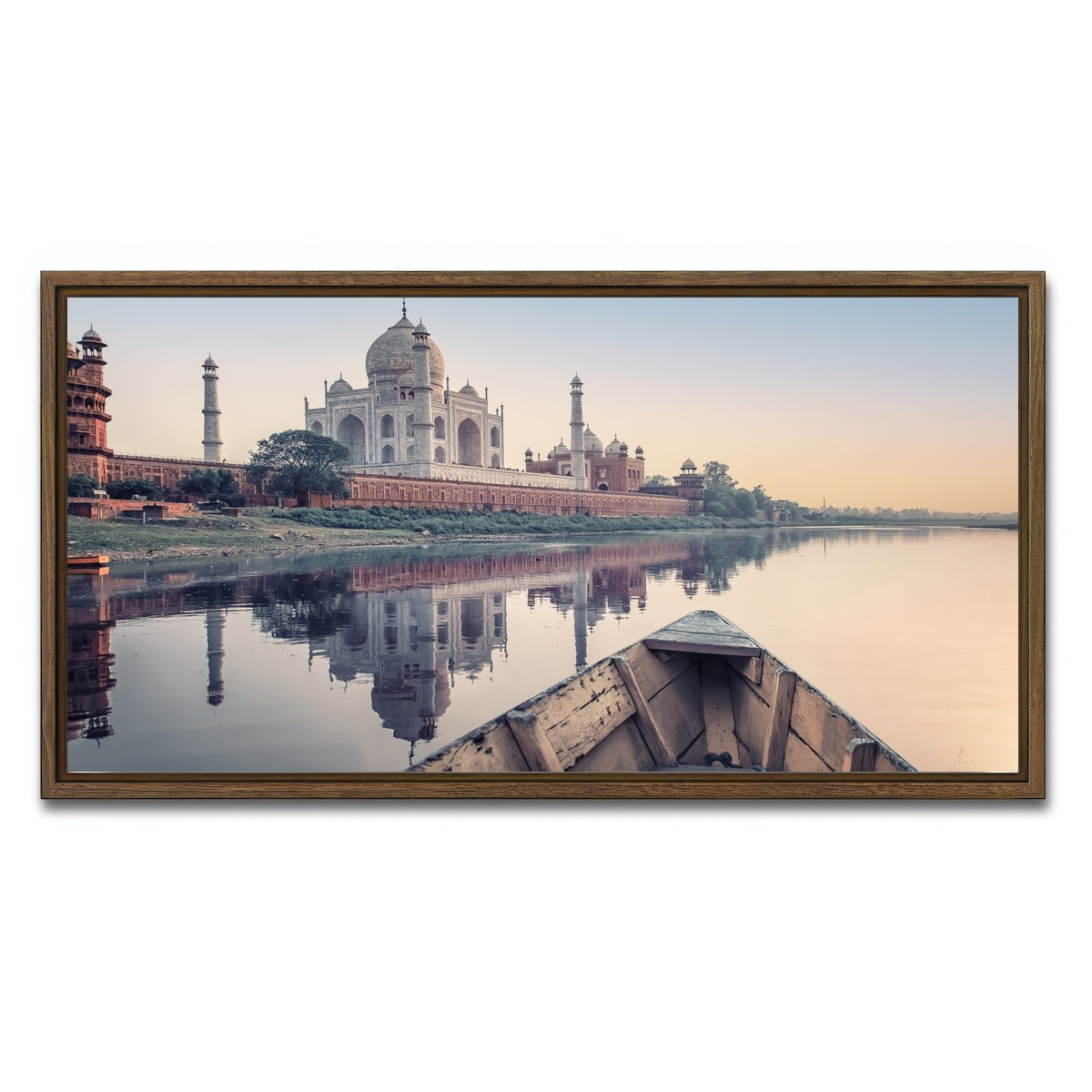 AUTO-MOCKUP WHITE | Yamuna River | 1 Piece | Walnut Framed Canvas | group=2x1