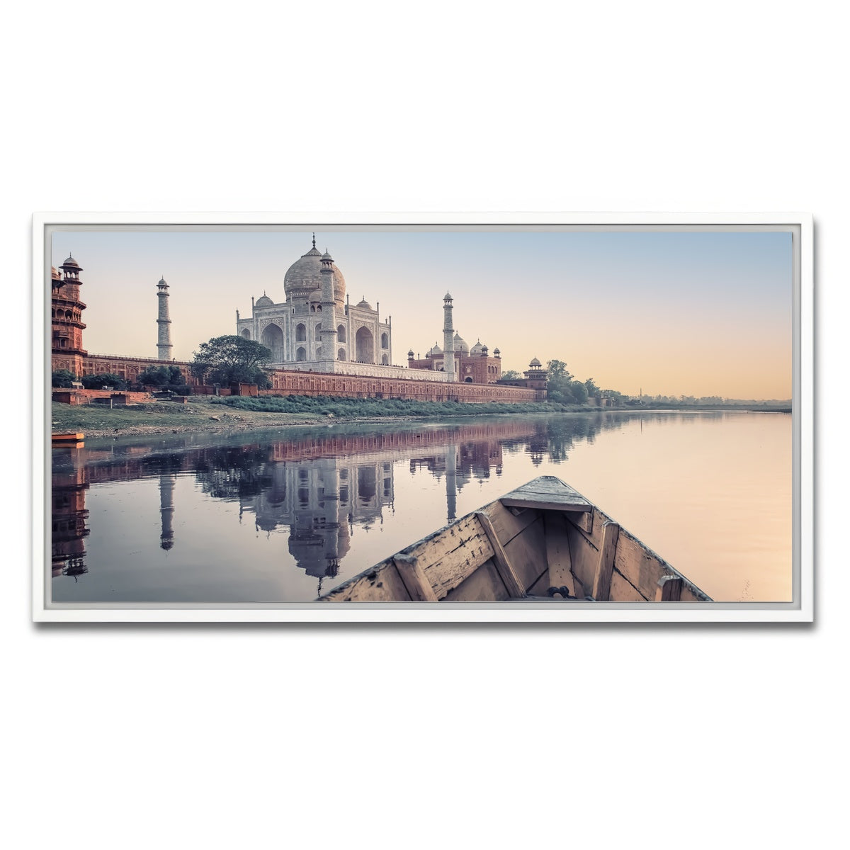 AUTO-MOCKUP WHITE | Yamuna River | 1 Piece | White Framed Canvas | group=2x1
