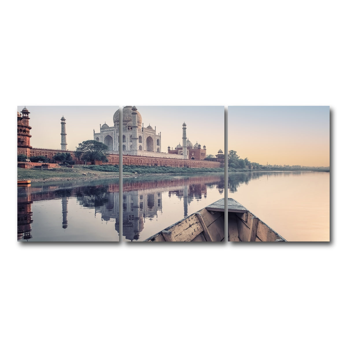 AUTO-MOCKUP WHITE | Yamuna River | 3 Piece | Gallery Wrap Canvas | group=18x24