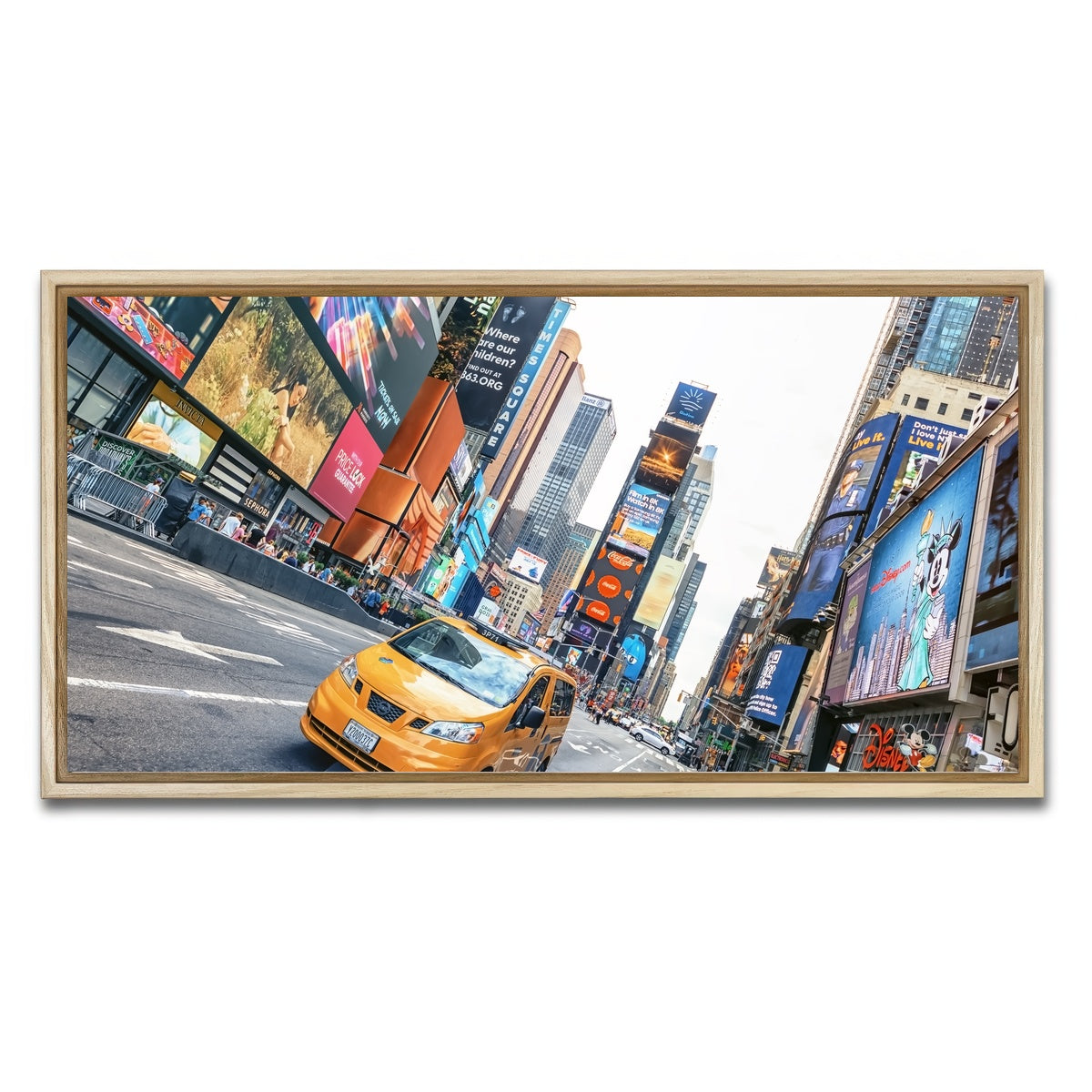 AUTO-MOCKUP WHITE | Yellow Cab | 1 Piece | Natural Framed Canvas | group=2x1
