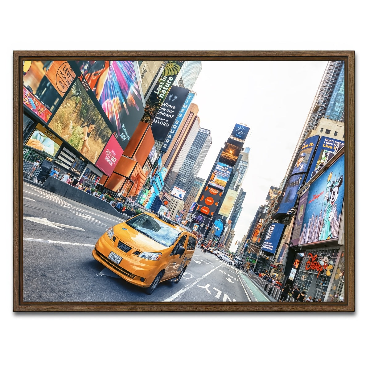 AUTO-MOCKUP WHITE | Yellow Cab | 1 Piece | Walnut Framed Canvas | group=4x3