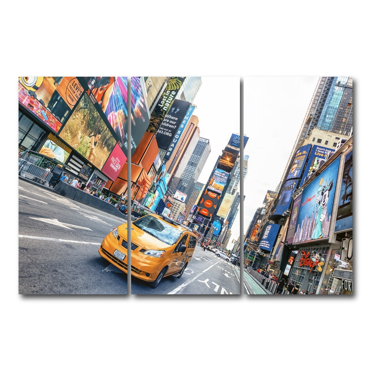 AUTO-MOCKUP WHITE | Yellow Cab | 3 Piece | Gallery Wrap Canvas | group=12x24