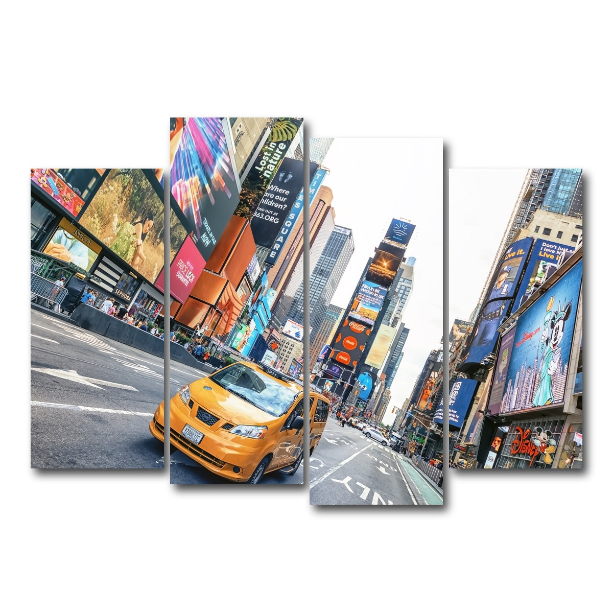AUTO-MOCKUP WHITE | Yellow Cab | 4 Piece | Gallery Wrap Canvas | group=4_normal