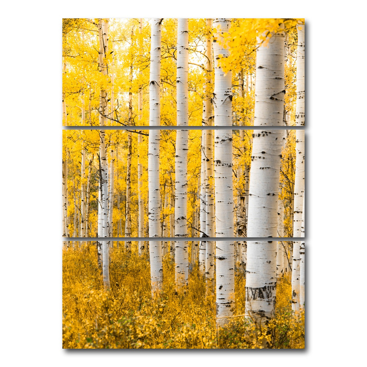 AUTO-MOCKUP WHITE | Yellow Forest | 3 Piece | Gallery Wrap Canvas | group=8x18_stacked