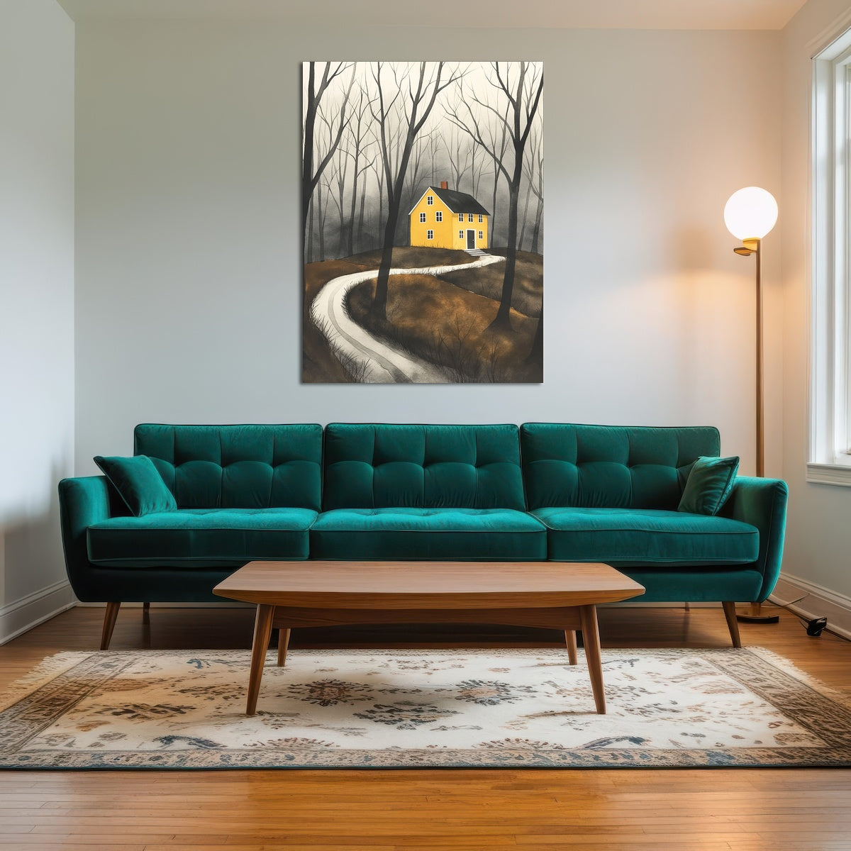 AUTO-MOCKUP ROOM | Yellow House in Woods