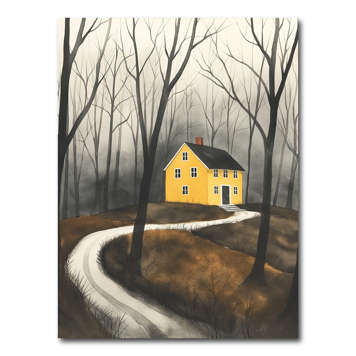 AUTO-MOCKUP WHITE | Yellow House in Woods | 1 Piece | Gallery Wrap Canvas | group=3x4