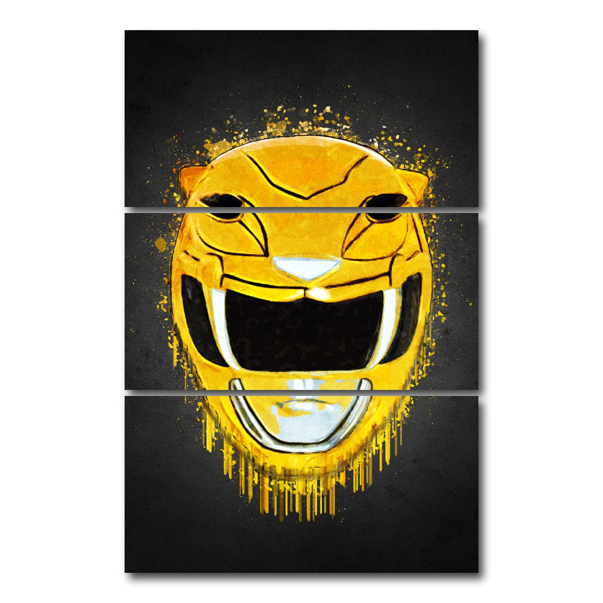 AUTO-MOCKUP WHITE | Yellow Ranger Portrait | 3 Piece | Gallery Wrap Canvas | group=12x24_stacked