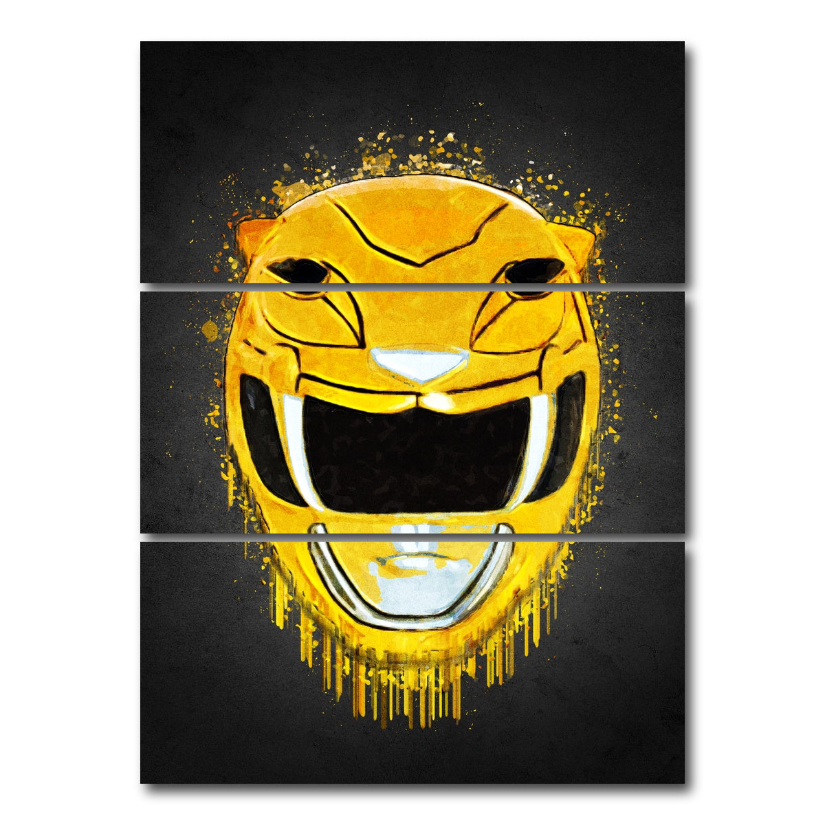 AUTO-MOCKUP WHITE | Yellow Ranger Portrait | 3 Piece | Gallery Wrap Canvas | group=8x18_stacked