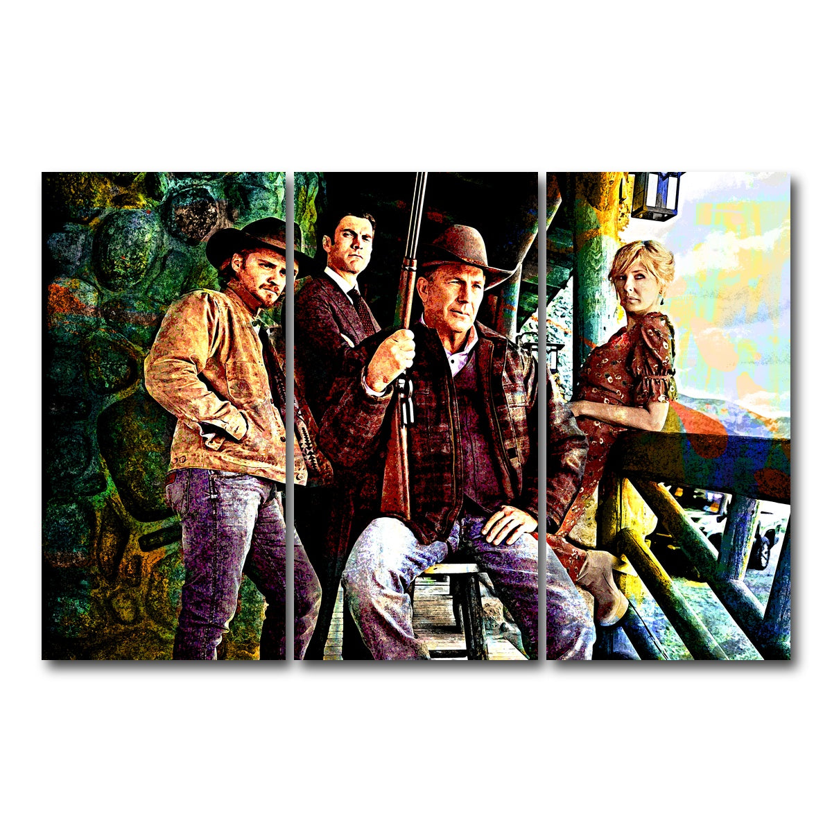 AUTO-MOCKUP WHITE | Yellowstone - Dutton Family | 3 Piece | Gallery Wrap Canvas | group=12x24